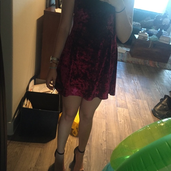 Red Crushed Velvet Mini Dress - Picture 2 of 2